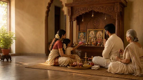 Hindu Puja At Home — Learn how to perform a simple Hindu puja at home using a diya, water, flowers, incense, food and heartfelt prayer.
